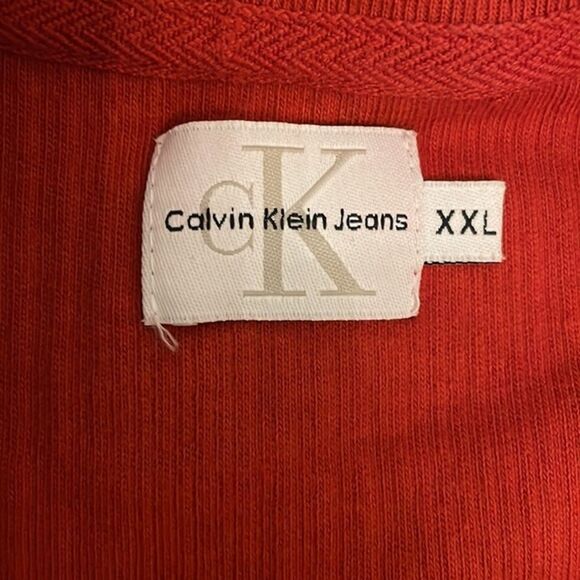 Calvin Klein Vintage Red Knit Shirt Mens Size XXL 2X Cotton Made in USA - Picture 2 of 11